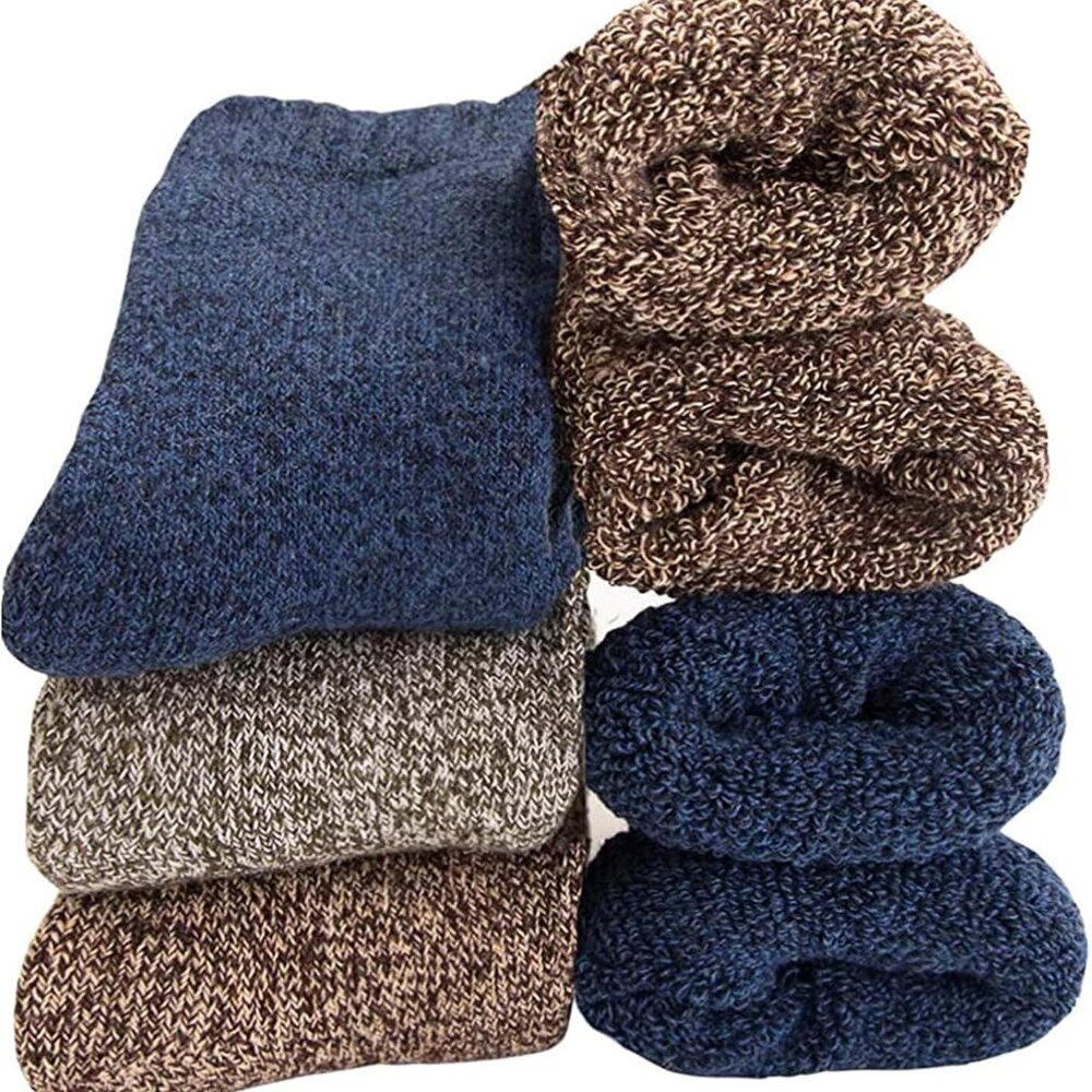 Mens Heavy Thick Wool Socks - Soft Warm Comfort Winter Crew Socks Pack of 3/5,Mu
